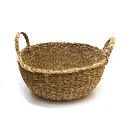 Kosz z trawy morskiej płaski okragły 42cm